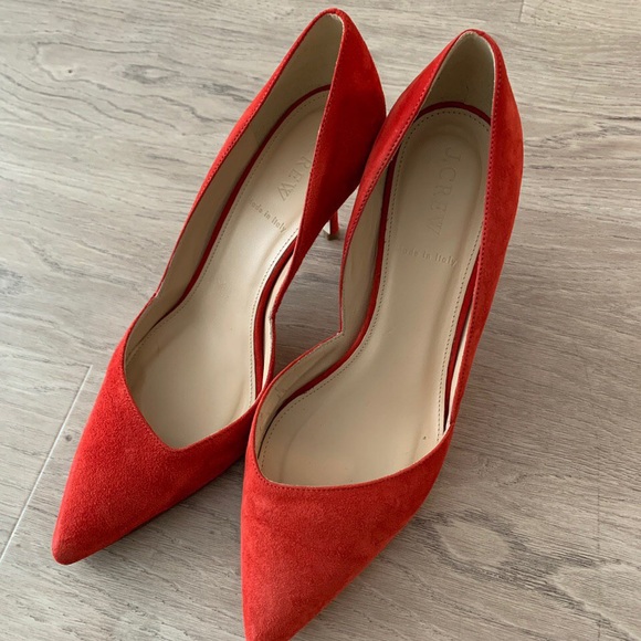 J Crew Dorsay Colette Pumps Poppy Red 